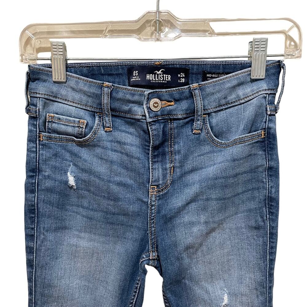 Hollister Mid-Rise Super Skinny Jeans Distressed Size 24 - Picture 4 of 7
